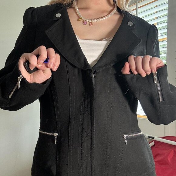 White House Black Market Moto Style Blazer Jacket - Size 12 - Picture 5 of 6